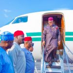 Senate President, Godswill Apkabio arrival at Internation Stadium, Uyo