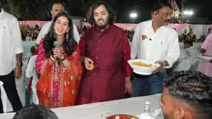 Anant Ambani and Radhika Merchant at the dinner organised for locals