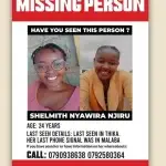 According to sources on social media, Shelmith Njuru, who went missing a few days ago, has been found in Uganda, raising concern and relief amongst her family and friends.