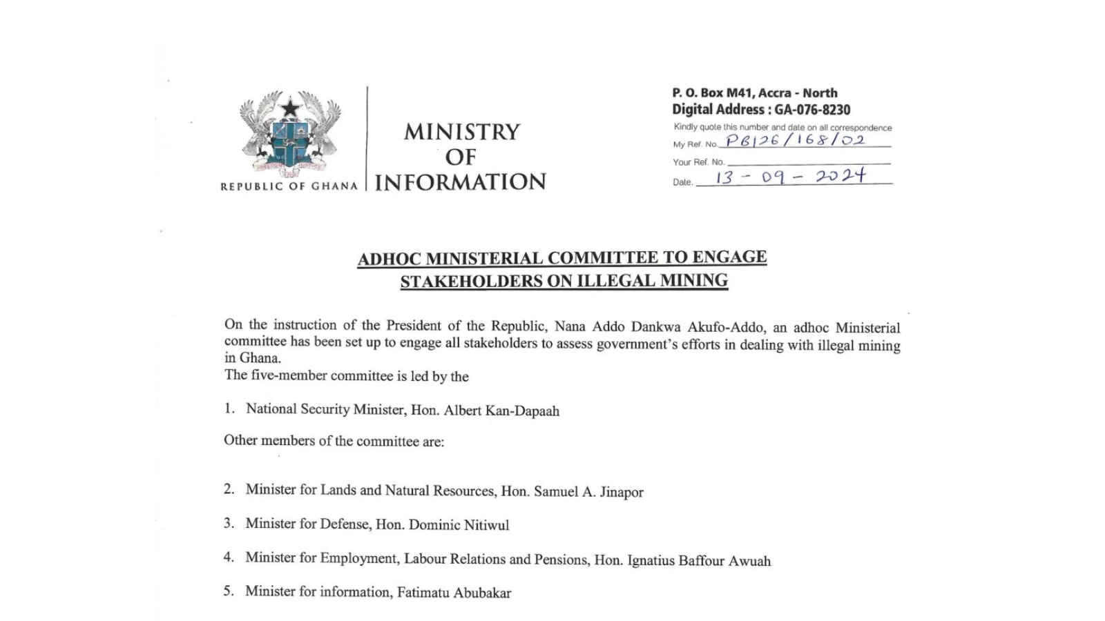 Ghana's President Forms 5-Member Committee To Combat 'Galamsey' Illegal Mining