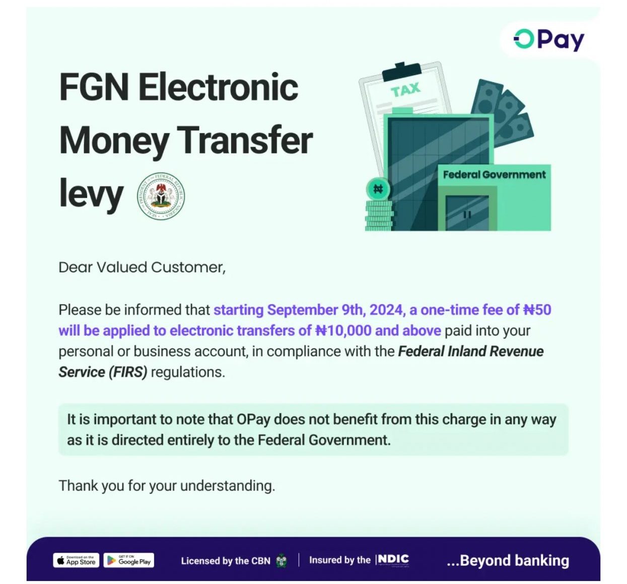 FG Directs Opay, Others to Introduce N50 Levy on Electronic Transfers
