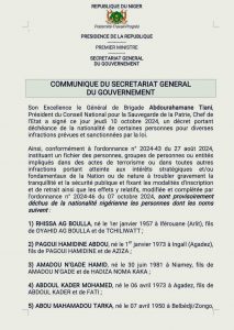 Niger Revokes Nationality of Nine Citizens Over Collaboration with Foreign Powers