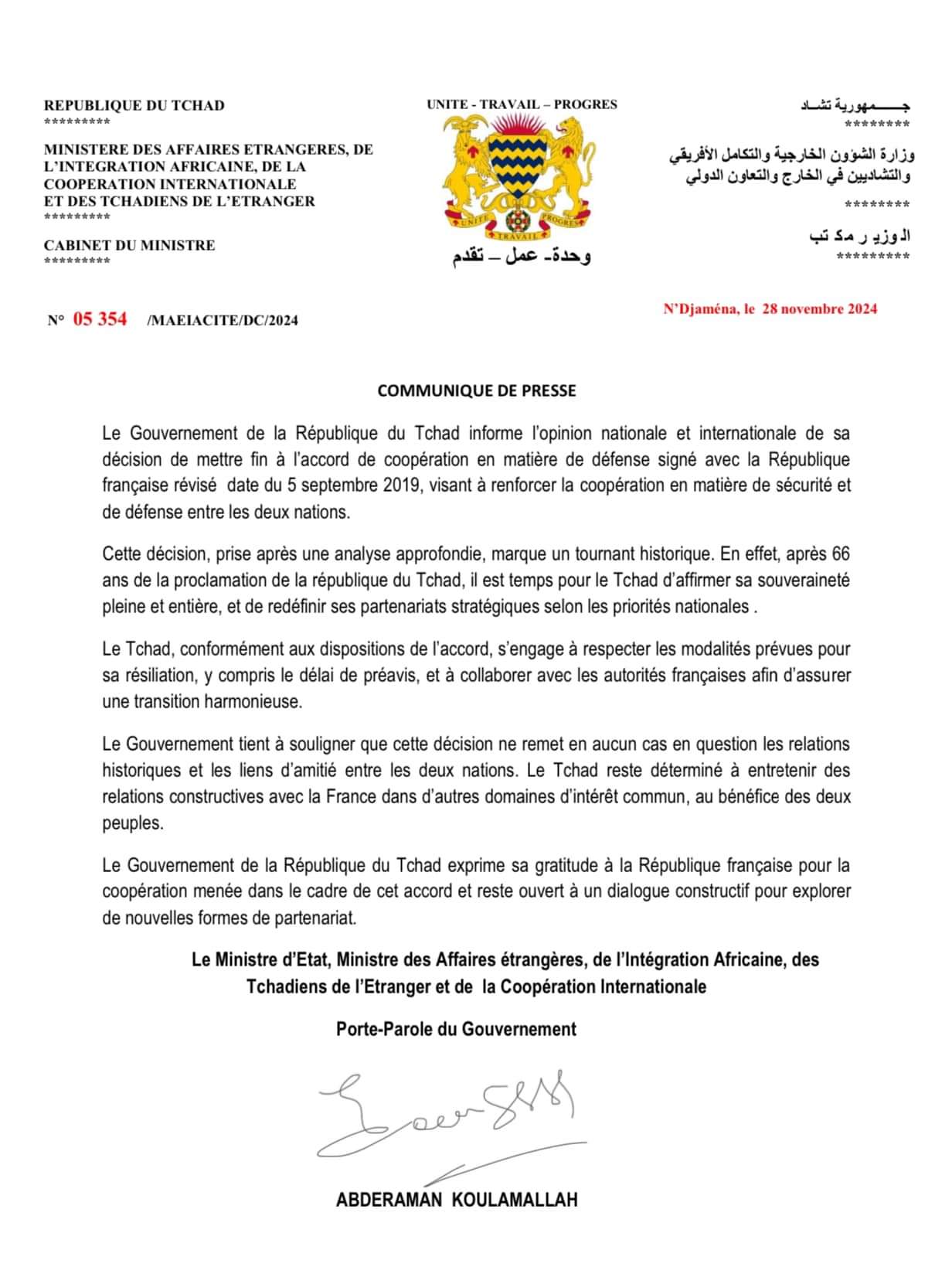 Chad Withdraw French Troops